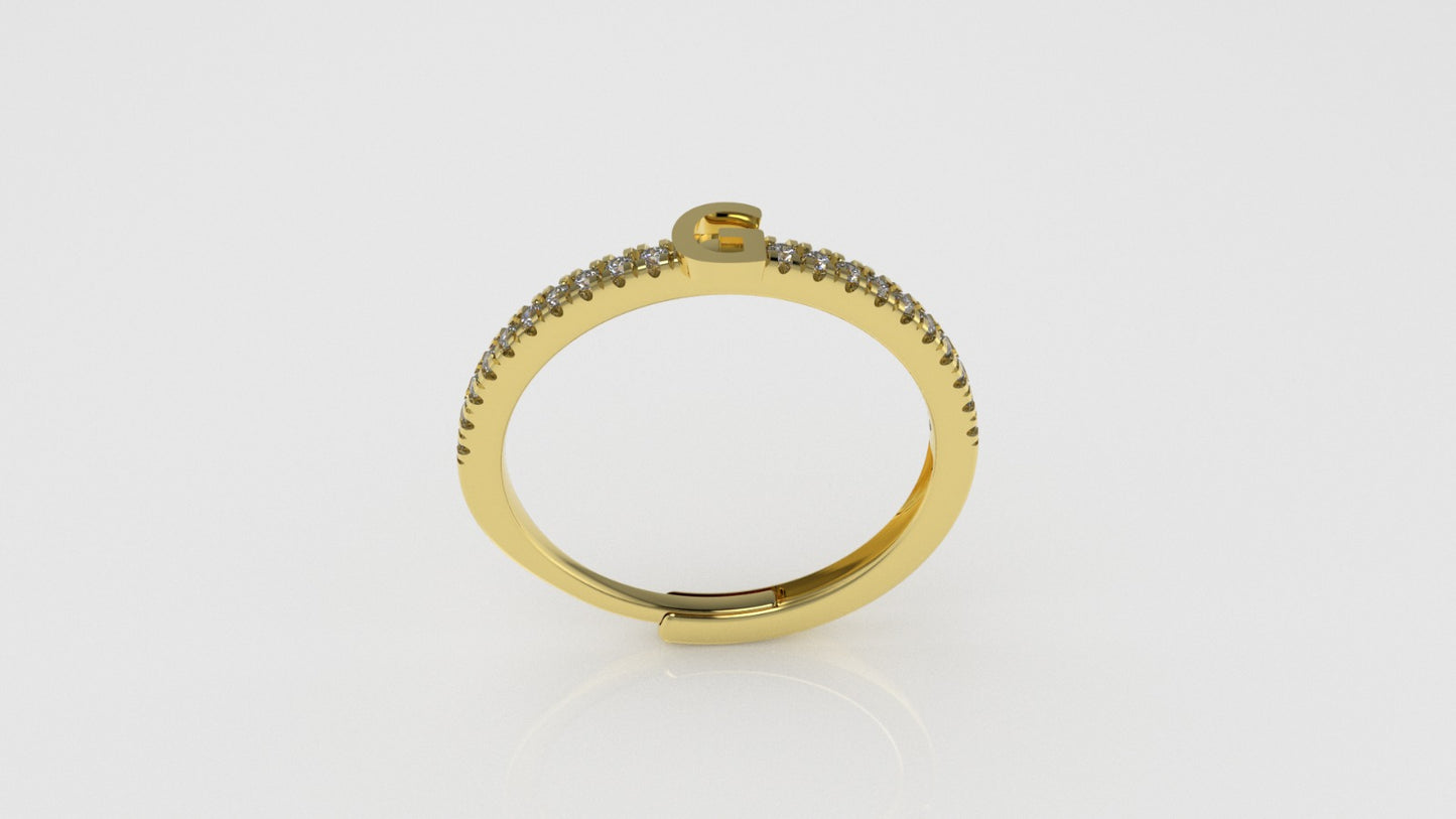 14K Gold Ring is adjustable and customizable with 20 Diamonds, STT: Cut Split