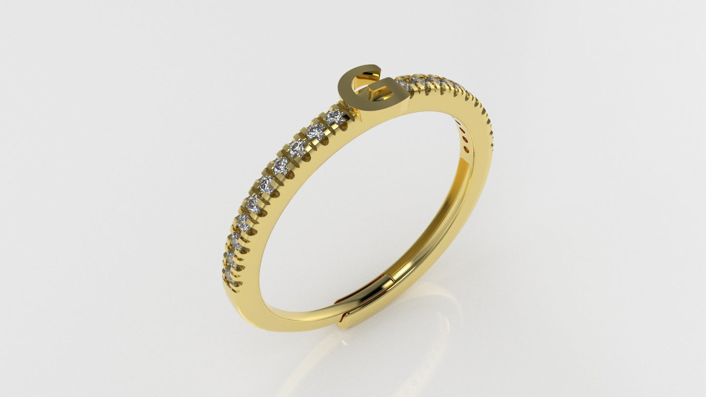 14K Gold Ring is adjustable and customizable with 20 Diamonds, STT: Cut Split