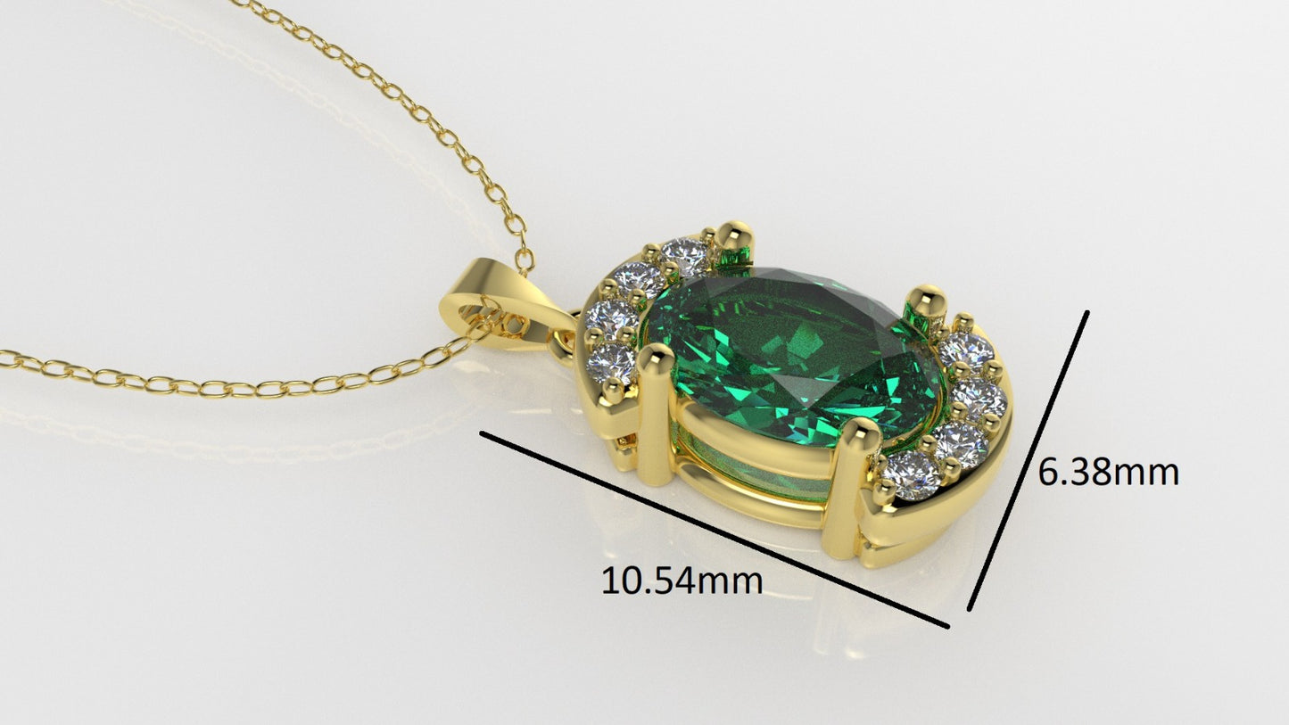 14K Gold Pendant with 9 Stones, STT: 4-Prong, Only Pendant