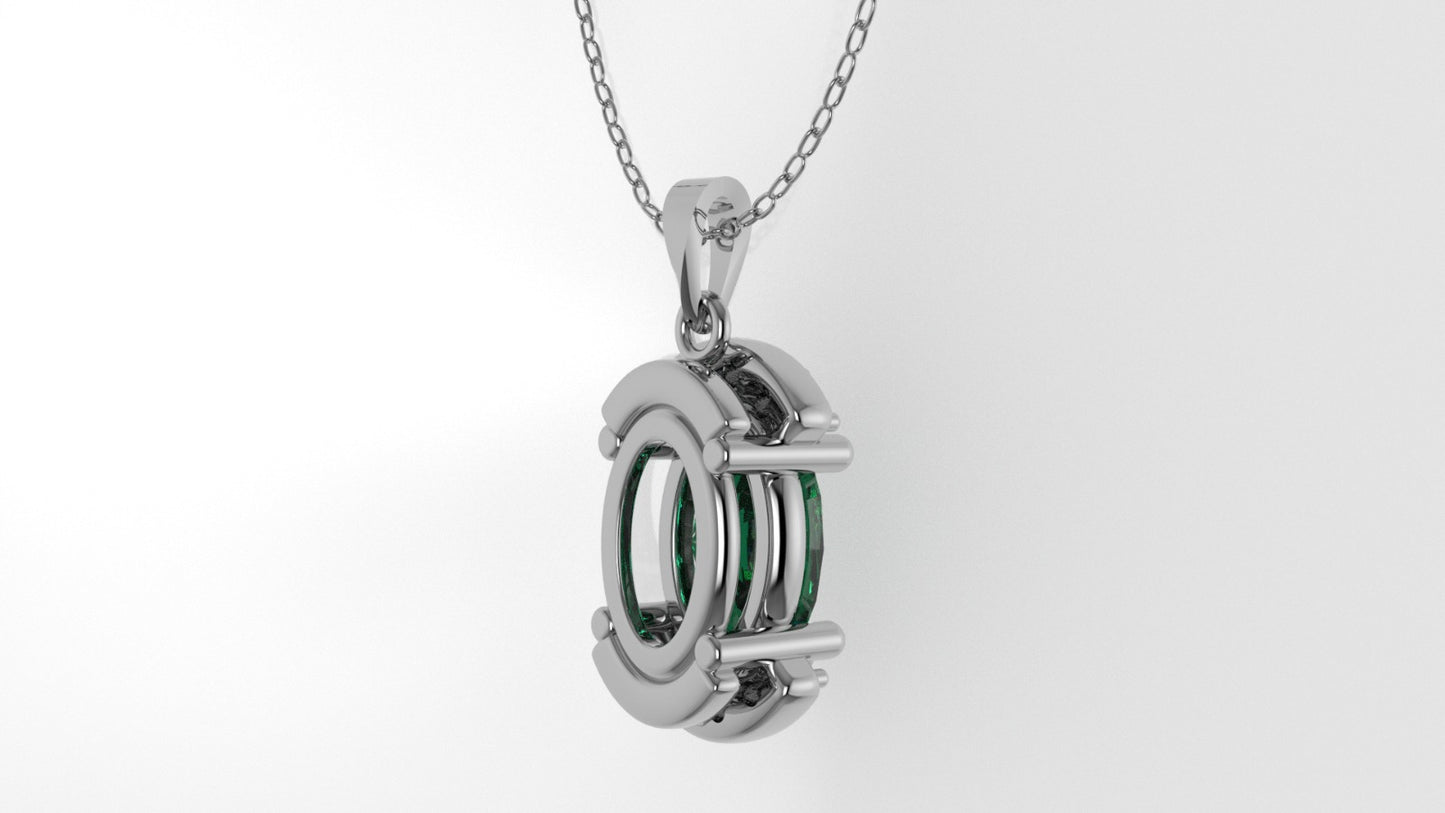 14K Gold Pendant with 9 Stones, STT: 4-Prong, Only Pendant