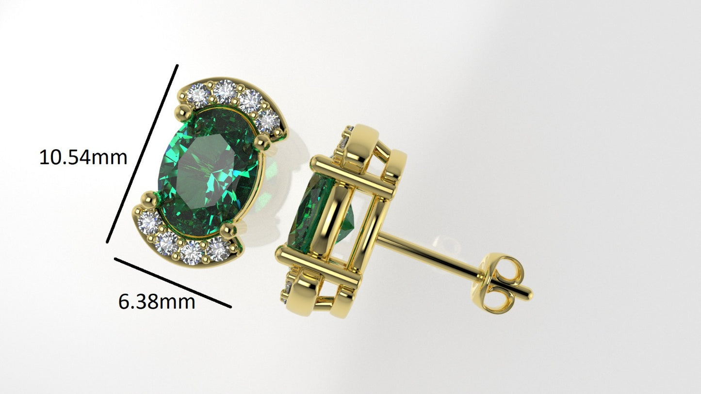 14K Gold Earrings with 18 Stones, "STT: 4-Prongs", Push Back