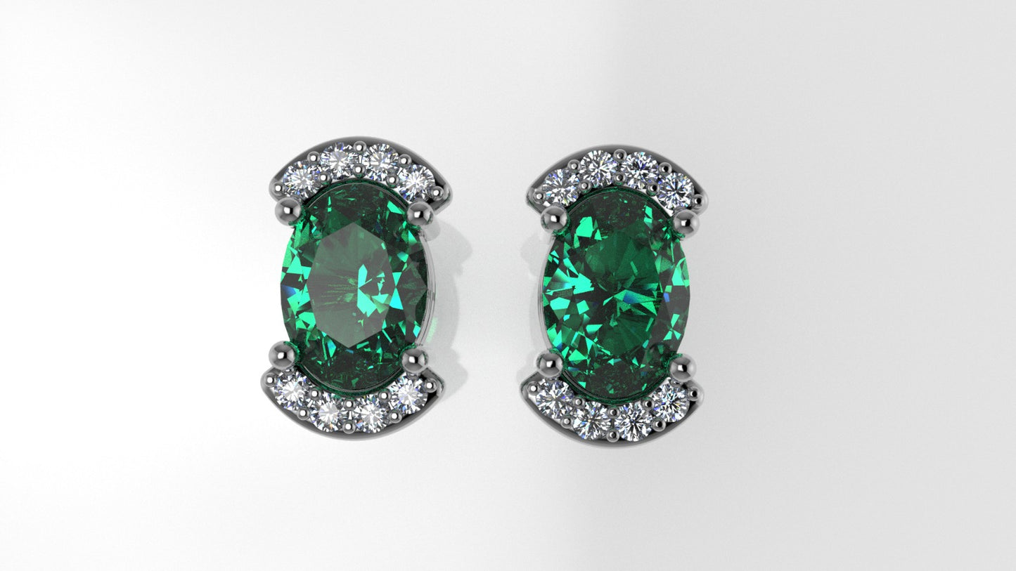 14K Gold Earrings with 18 Stones, "STT: 4-Prongs", Push Back