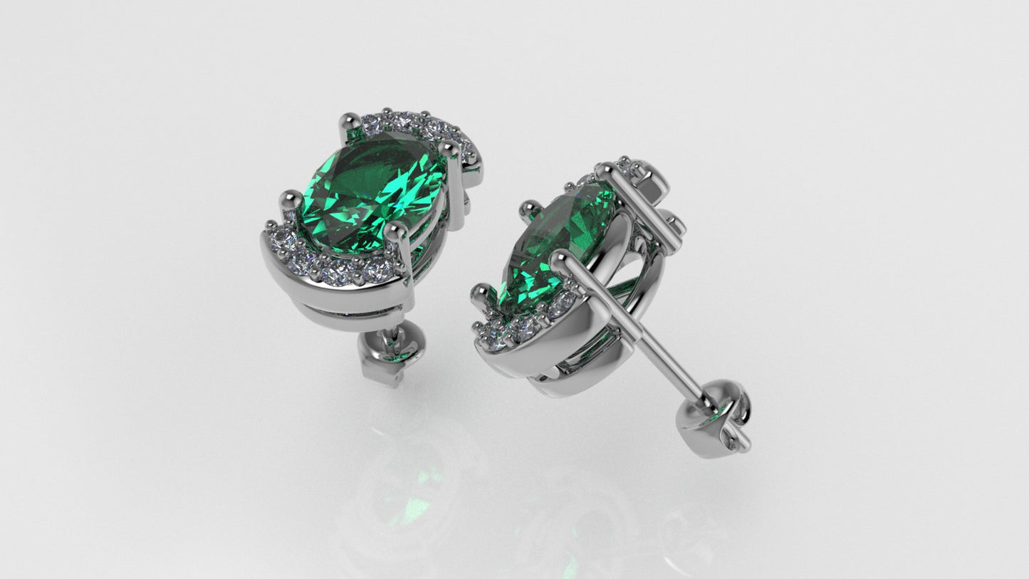 14K Gold Earrings with 18 Stones, "STT: 4-Prongs", Push Back