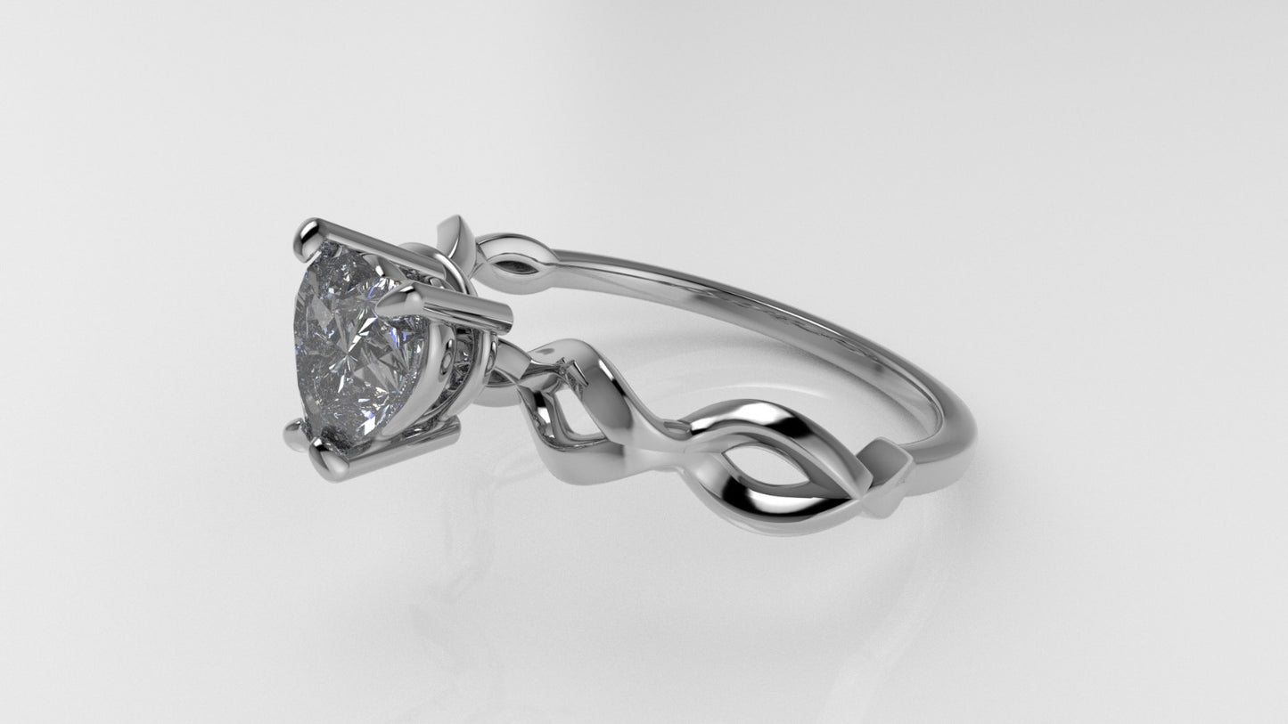 14K Gold Solitaire Ring with 1 Diamond Heart, STT: 4-Prong