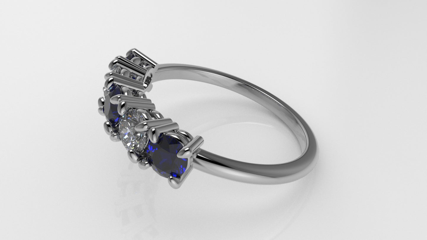 14K Gold Ring with 5 Stones, STT: 4-Prong