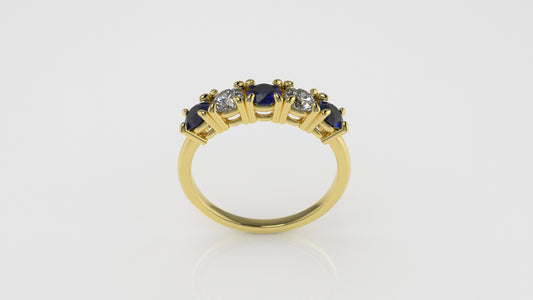 14K Gold Ring with 5 Stones, STT: 4-Prong