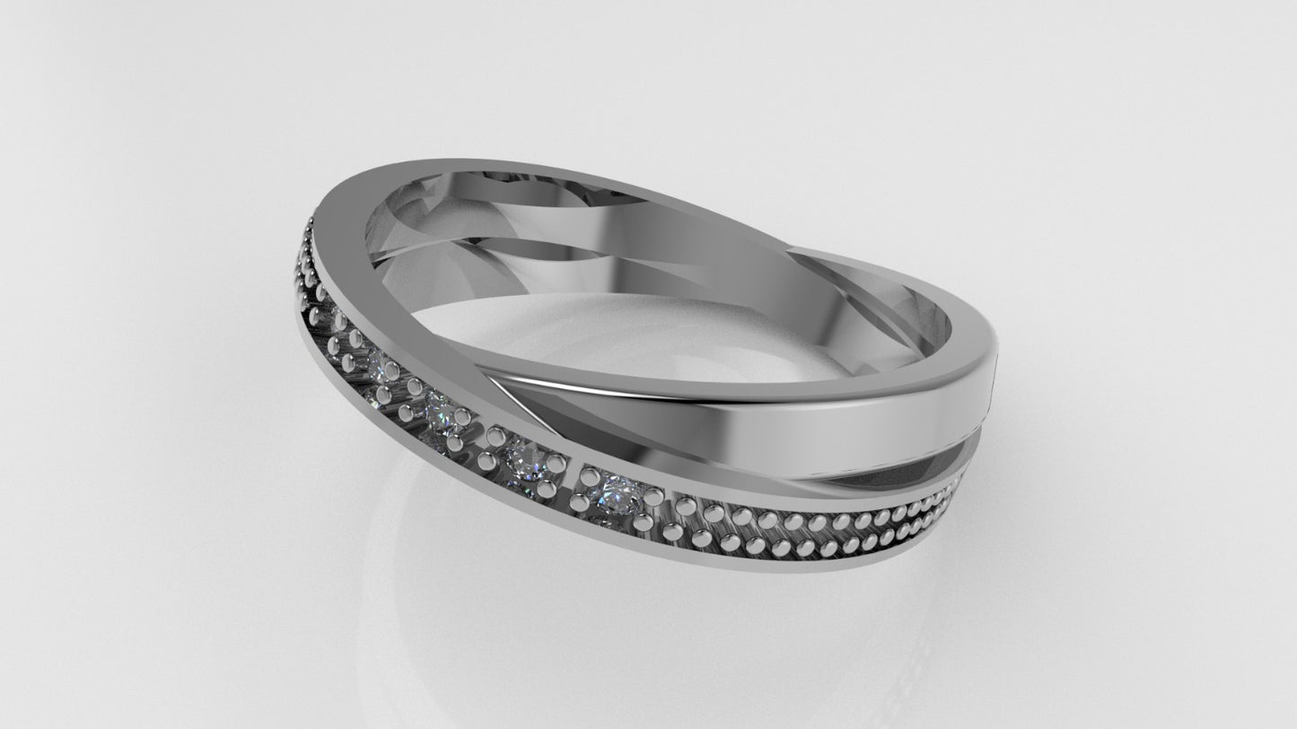 14K Gold Ring with 5 Diamonds, STT: Prong