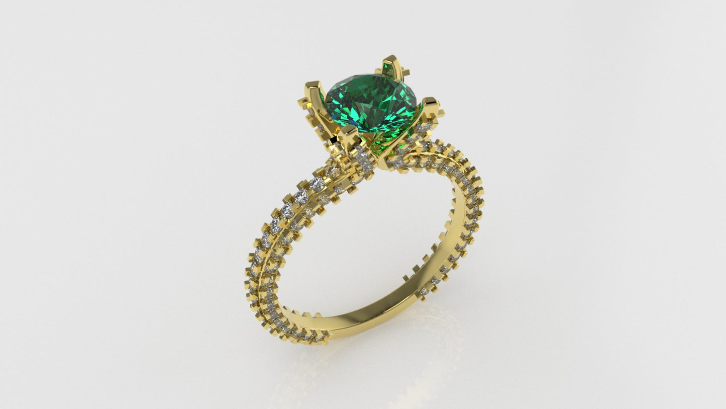 14K Solitaire Ring with 135 Stones, Stt: Prong