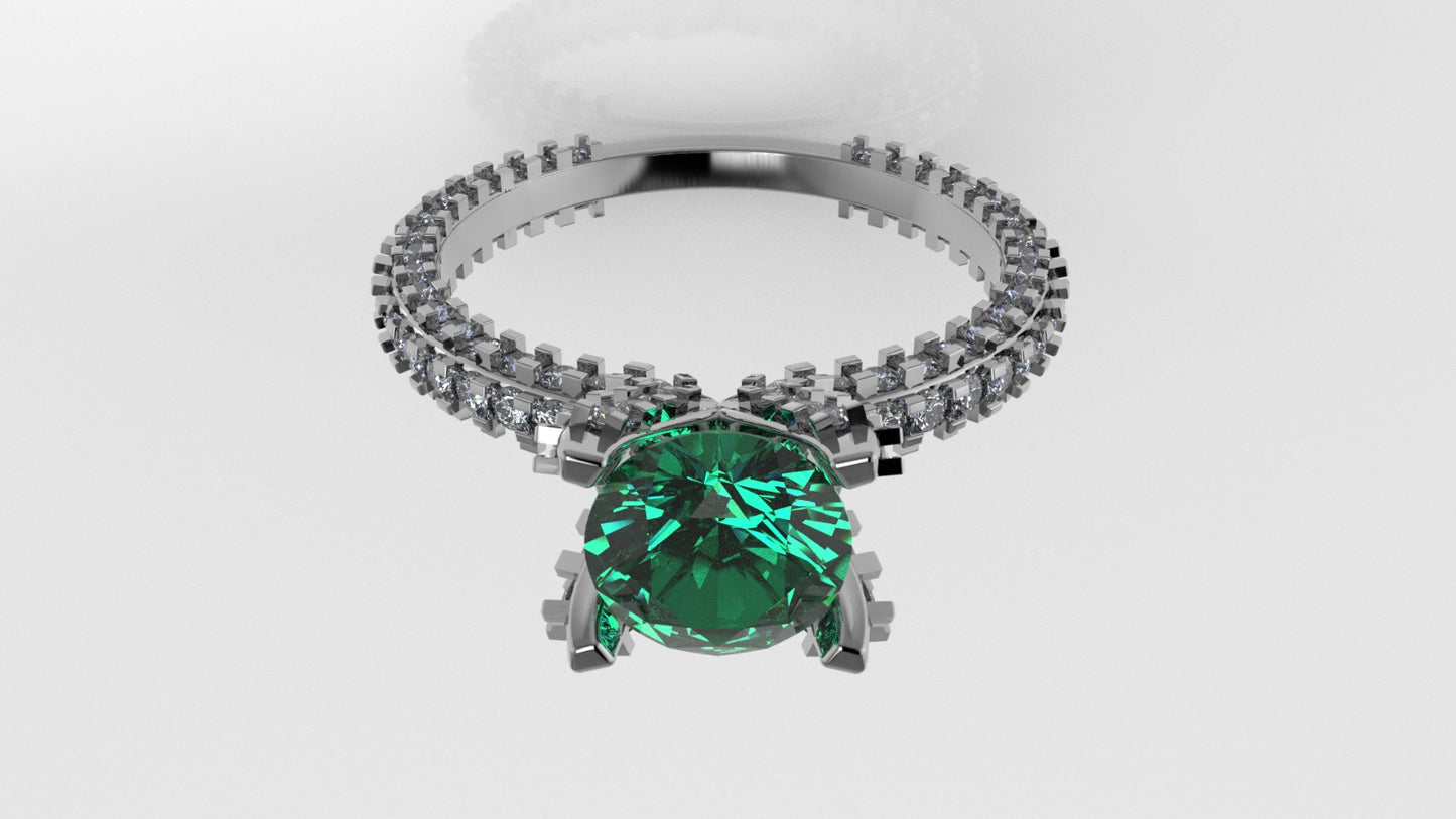 14K Solitaire Ring with 135 Stones, Stt: Prong