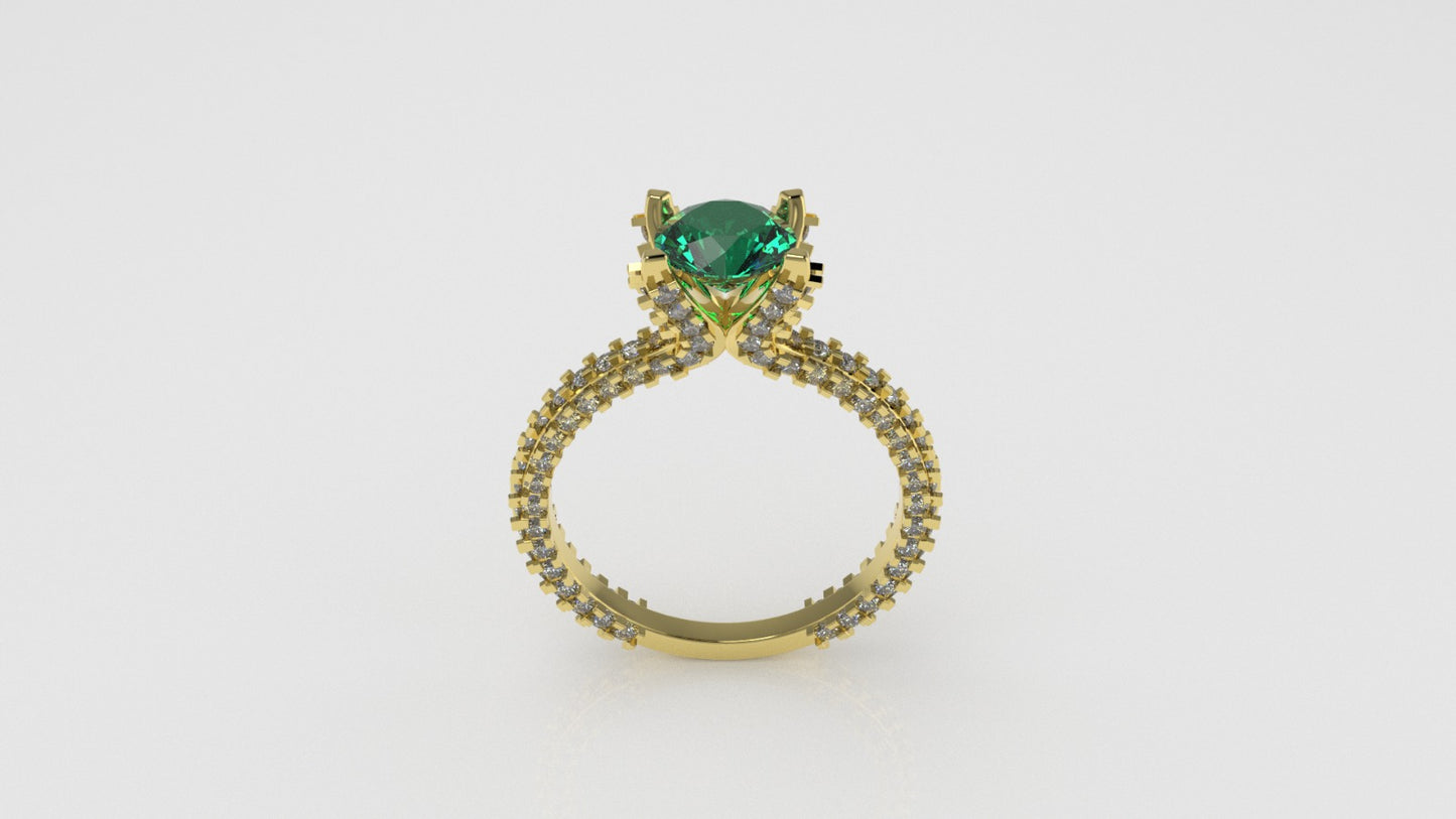 14K Solitaire Ring with 135 Stones, Stt: Prong