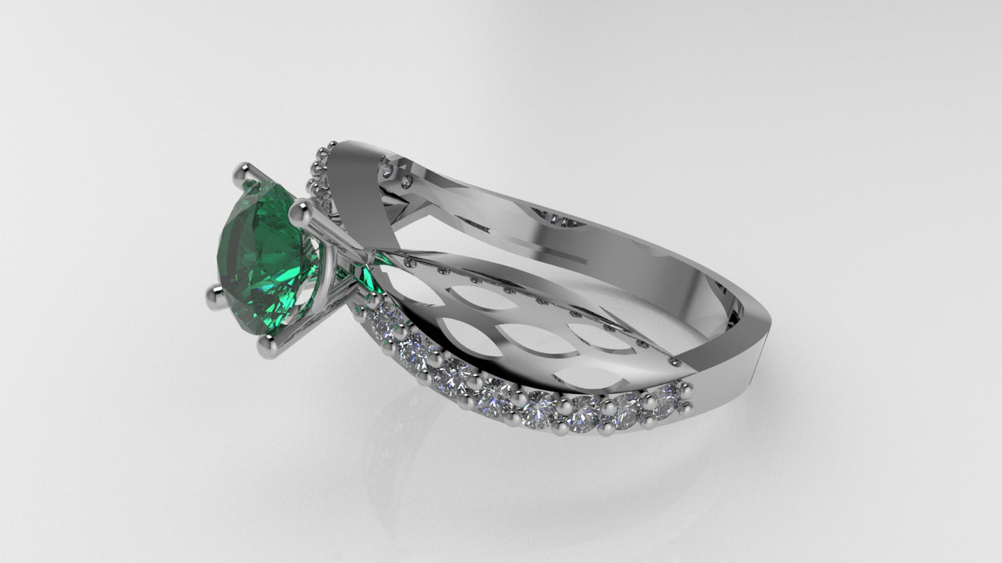 14K Solitaire Ring with 17 Stones, Stt: Prong