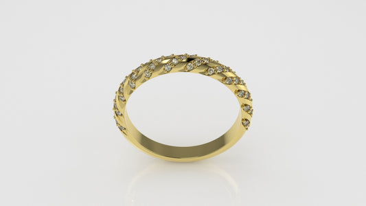 14K Gold Ring with 61 Diamonds, Stt: Prong, Cut Chanel