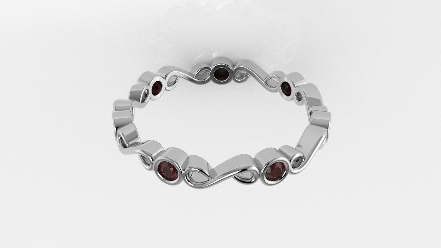 14K Gold Ring with 7 Ruby, STT: Bezel