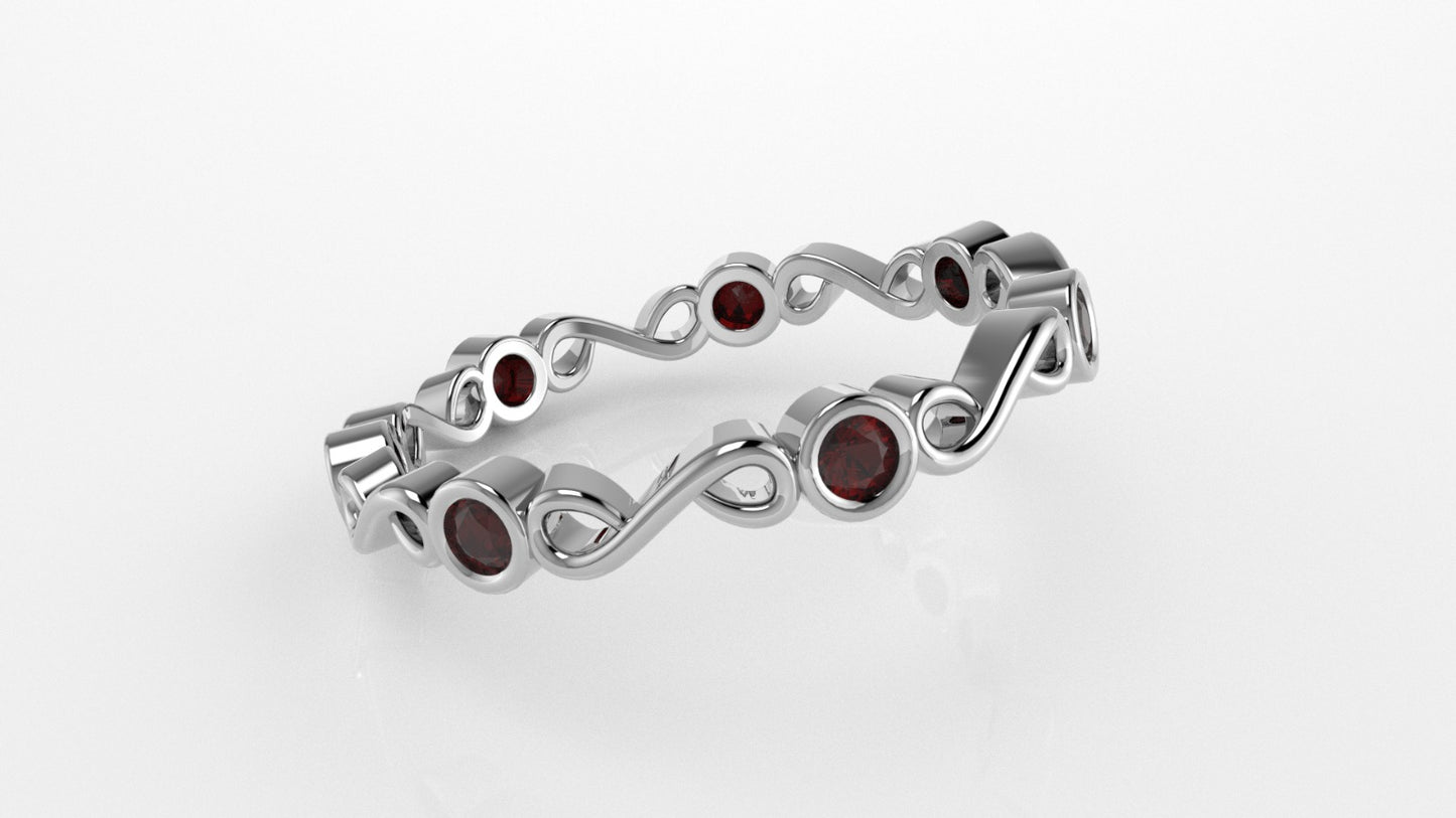 14K Gold Ring with 7 Ruby, STT: Bezel