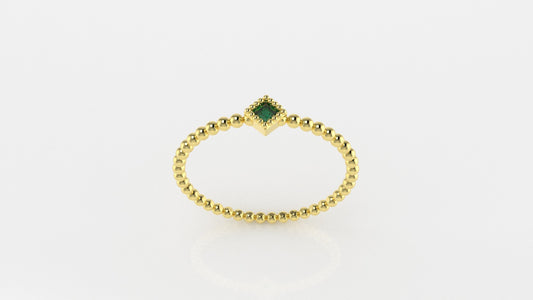 14K Bubble Ring with 1 Esmerald, STT: Bezel, Filigree