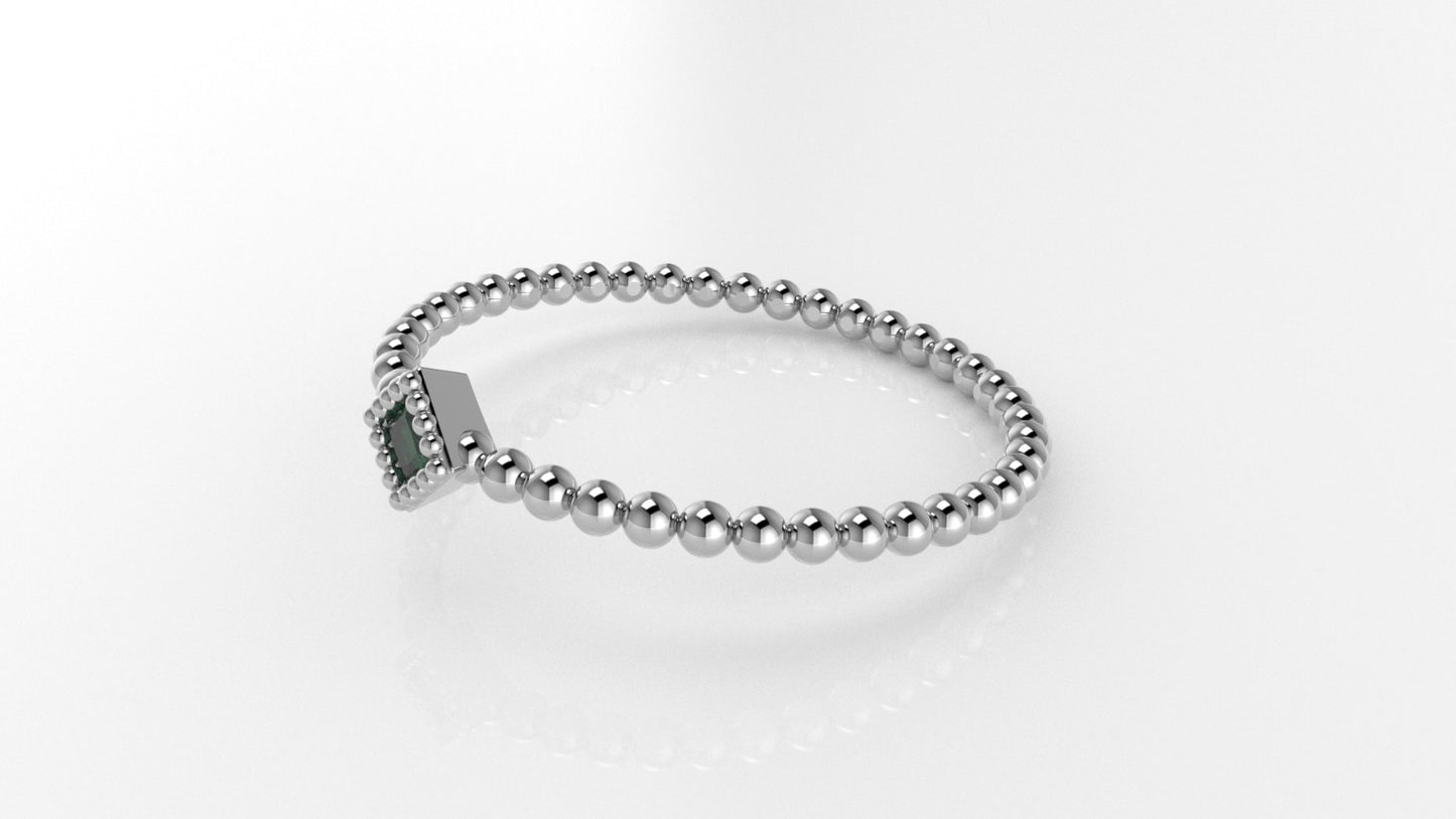 14K Bubble Ring with 1 Esmerald, STT: Bezel, Filigree