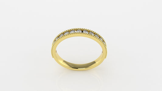14K Half Eternity Miligree Ring with 15 Diamonds