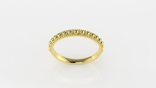 14K Bezel Band Ring with 17 Diamonds