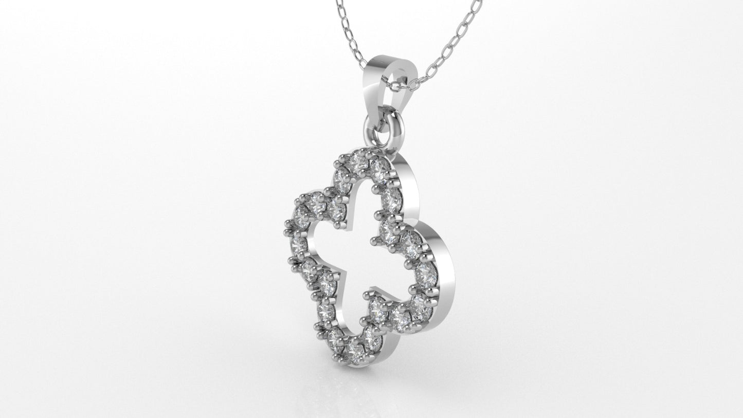 14K Pendant Clover with 20 Diamonds, STT: Prong, Only Pendant