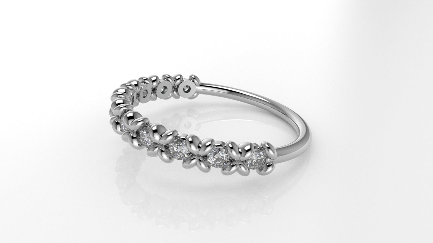 14K Crossed Band Ring with 10 Diamonds