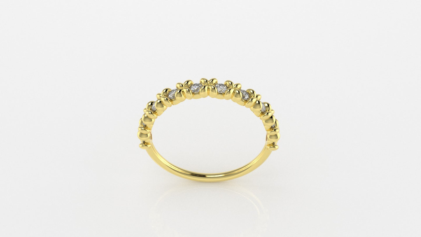 14K Crossed Band Ring with 10 Diamonds