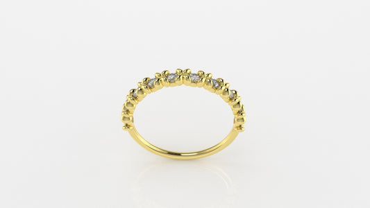 14K Crossed Band Ring with 10 Diamonds