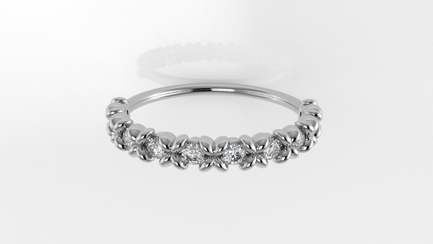 14K Crossed Band Ring with 10 Diamonds
