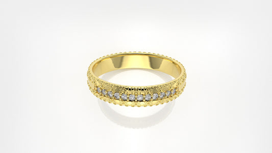 14K Marriage Band Ring with 12 Diamonds