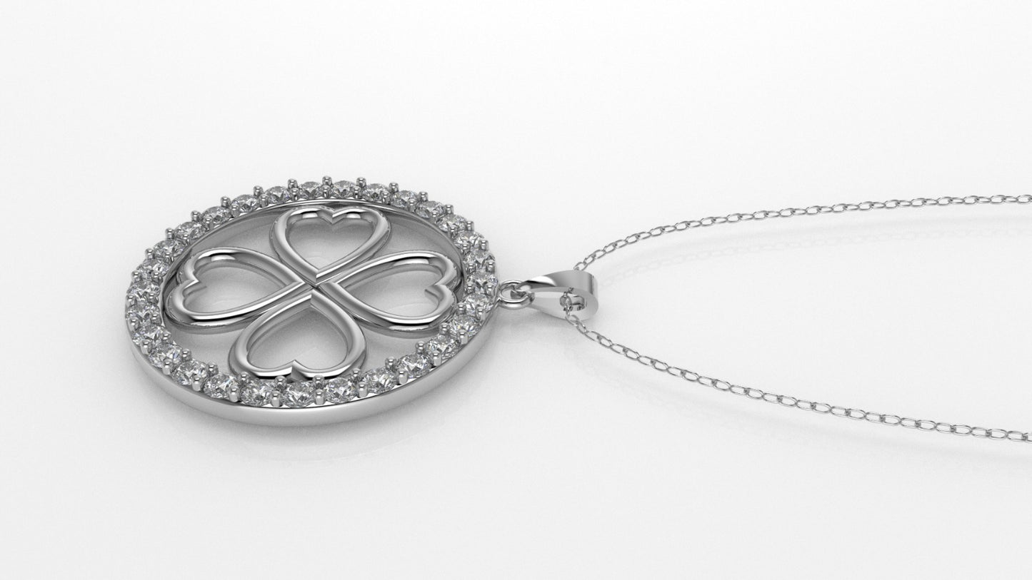14K Pendant Four Hearts with 29 Diamonds, STT: Prong, Only Pendant