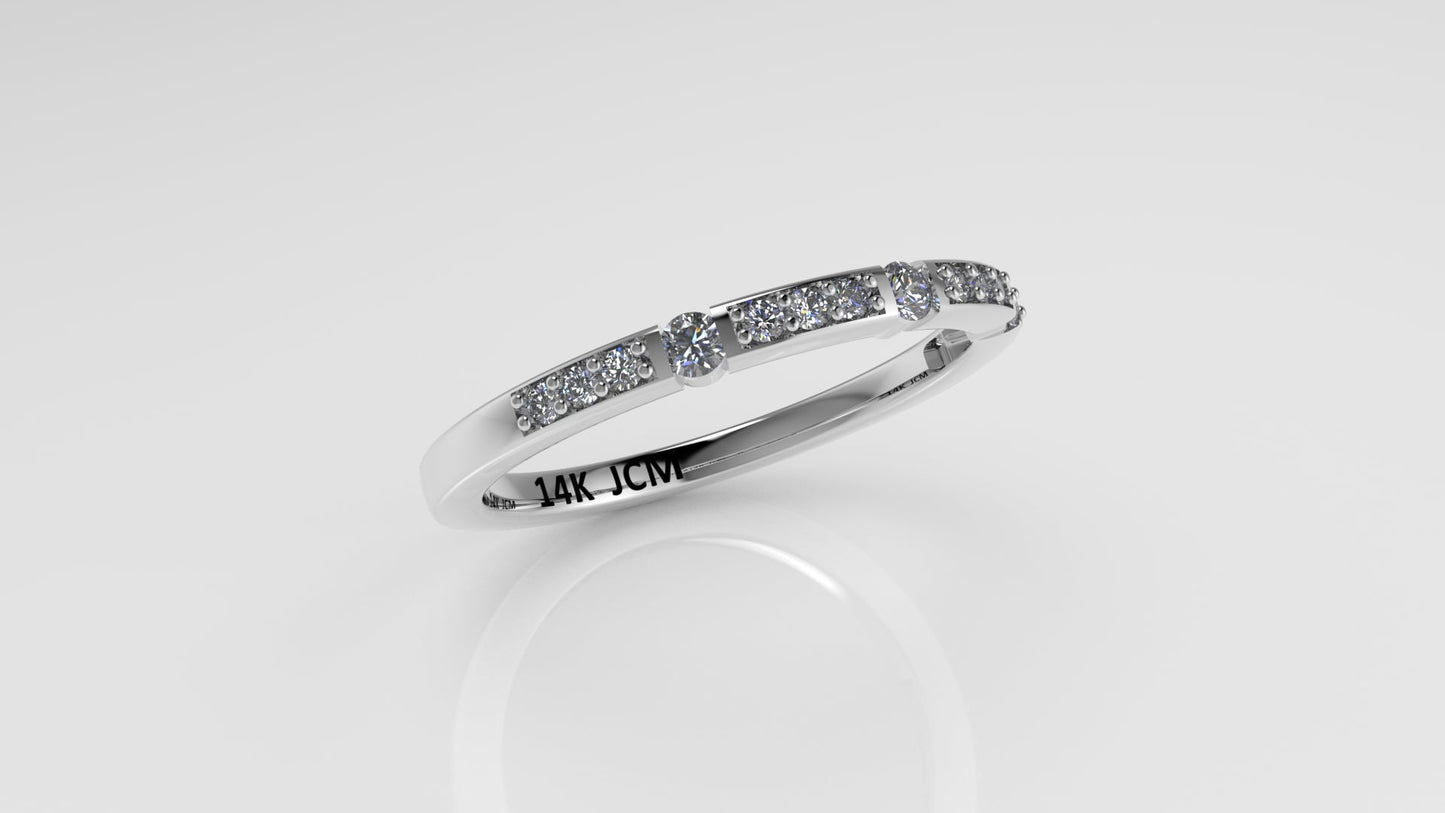 14K Ring with 15 DIAMONDS VS1, STT: Prong and Bezel, Cut Chanel