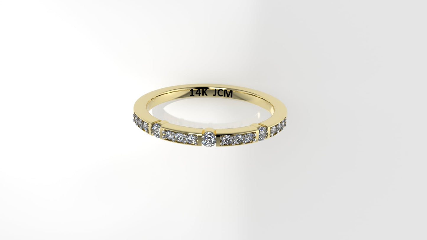 14K Ring with 15 DIAMONDS VS1, STT: Prong and Bezel, Cut Chanel