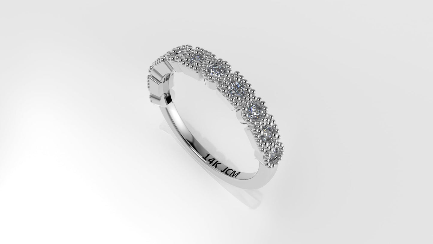 14K Gold Ring with 11 DIAMONDS VS1, STT: Prong and Bezel, FILIGREE