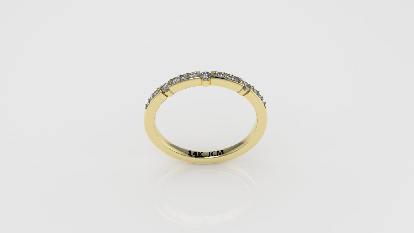 14K Ring with 15 DIAMONDS VS1, STT: Prong and Bezel, Cut Chanel