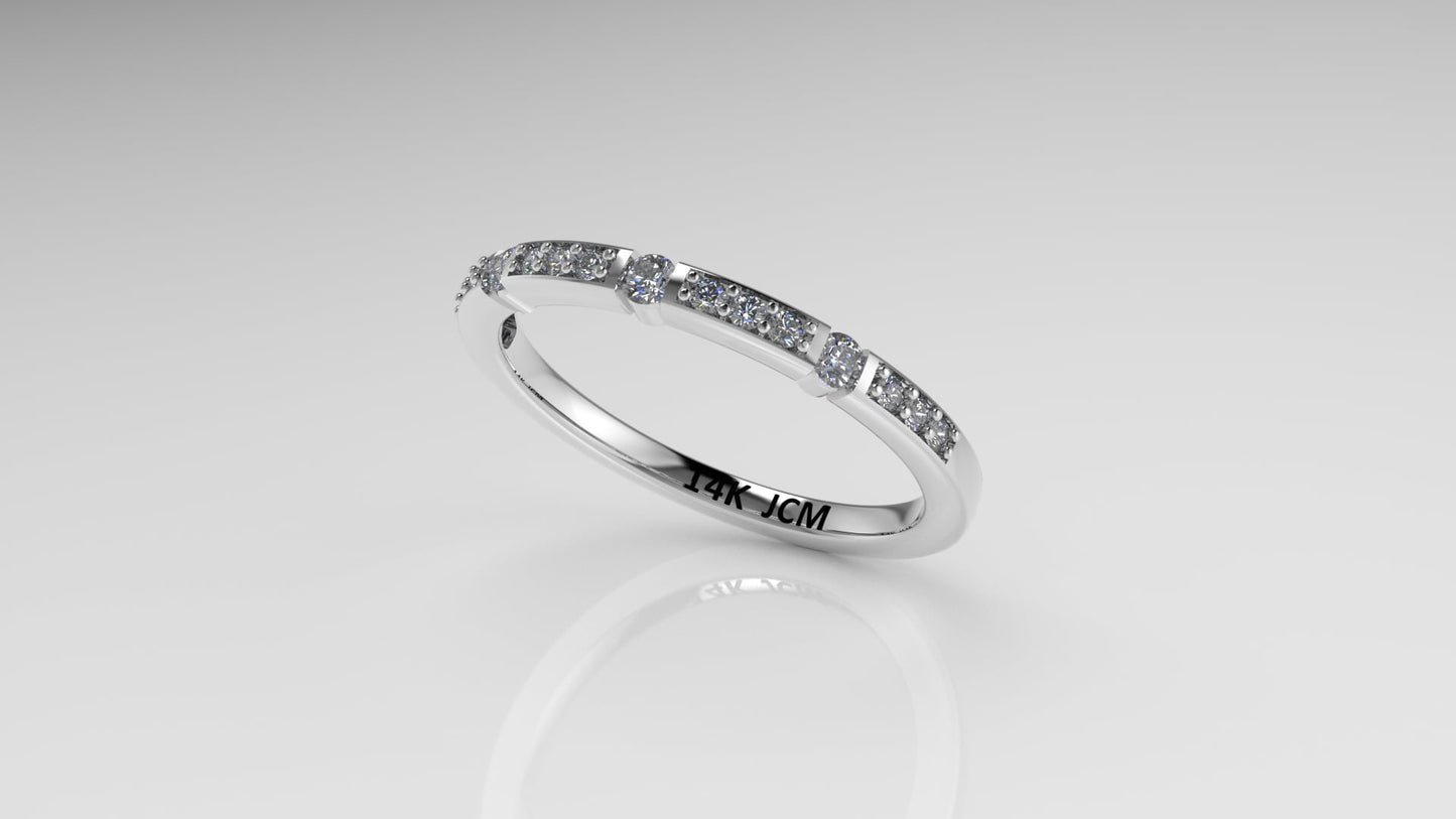 14K Ring with 15 DIAMONDS VS1, STT: Prong and Bezel, Cut Chanel
