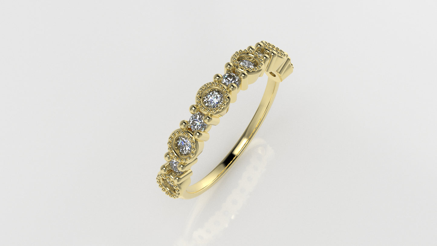 14K Ring with 11 MOISSANITE, "Stt Prong and Bezel"