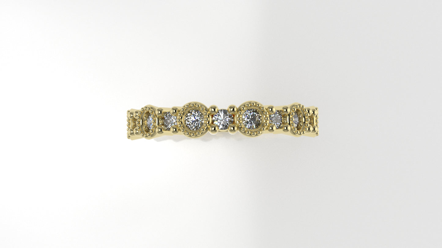 14K Ring with 11 MOISSANITE, "Stt Prong and Bezel"