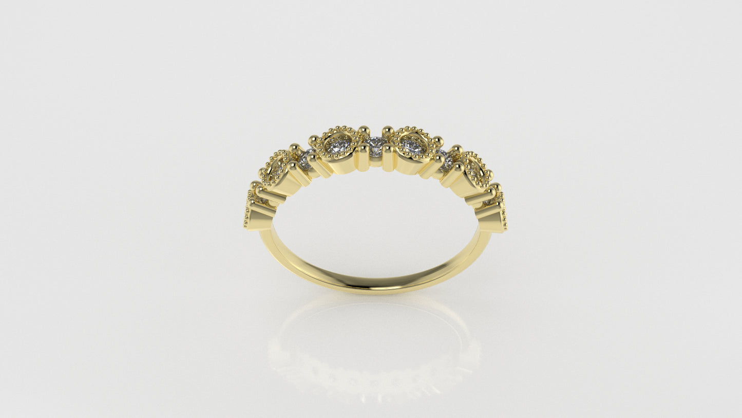 14K Ring with 11 MOISSANITE, "Stt Prong and Bezel"