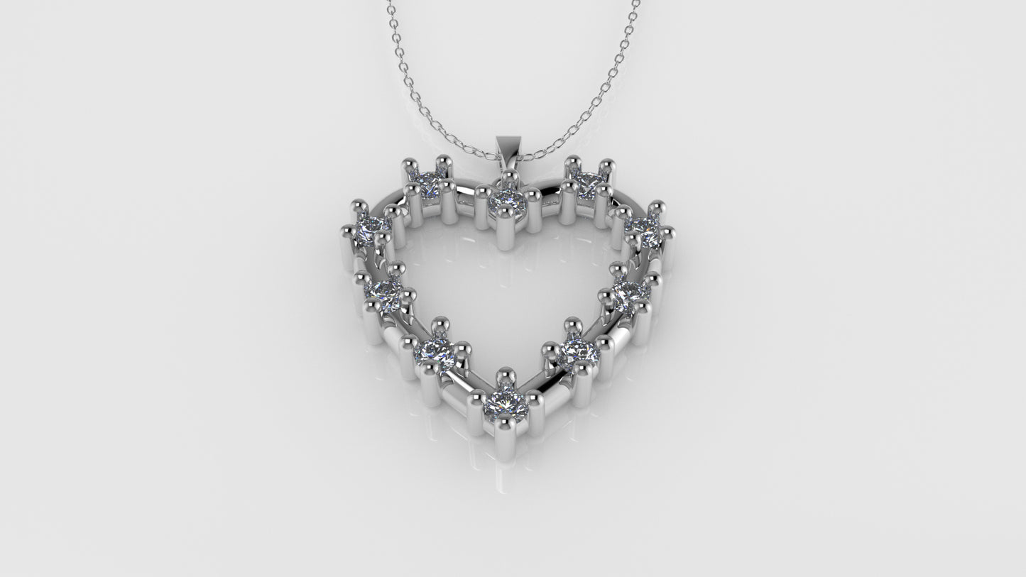 14K Pendant with 10 Diamonds, "STT: Prong" Heart Style