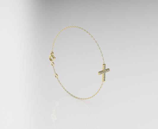 14k Bracelet with 10 DIAMOND 1.2mm VS1 each, cross style