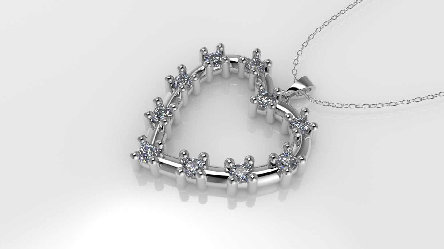 14K Pendant with 10 Diamonds, "STT: Prong" Heart Style