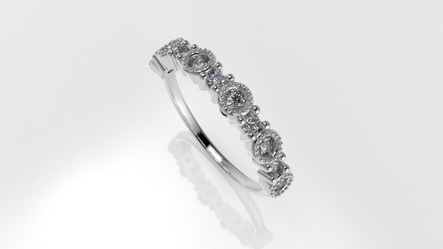 14K Ring with 11 MOISSANITE, "Stt Prong and Bezel"