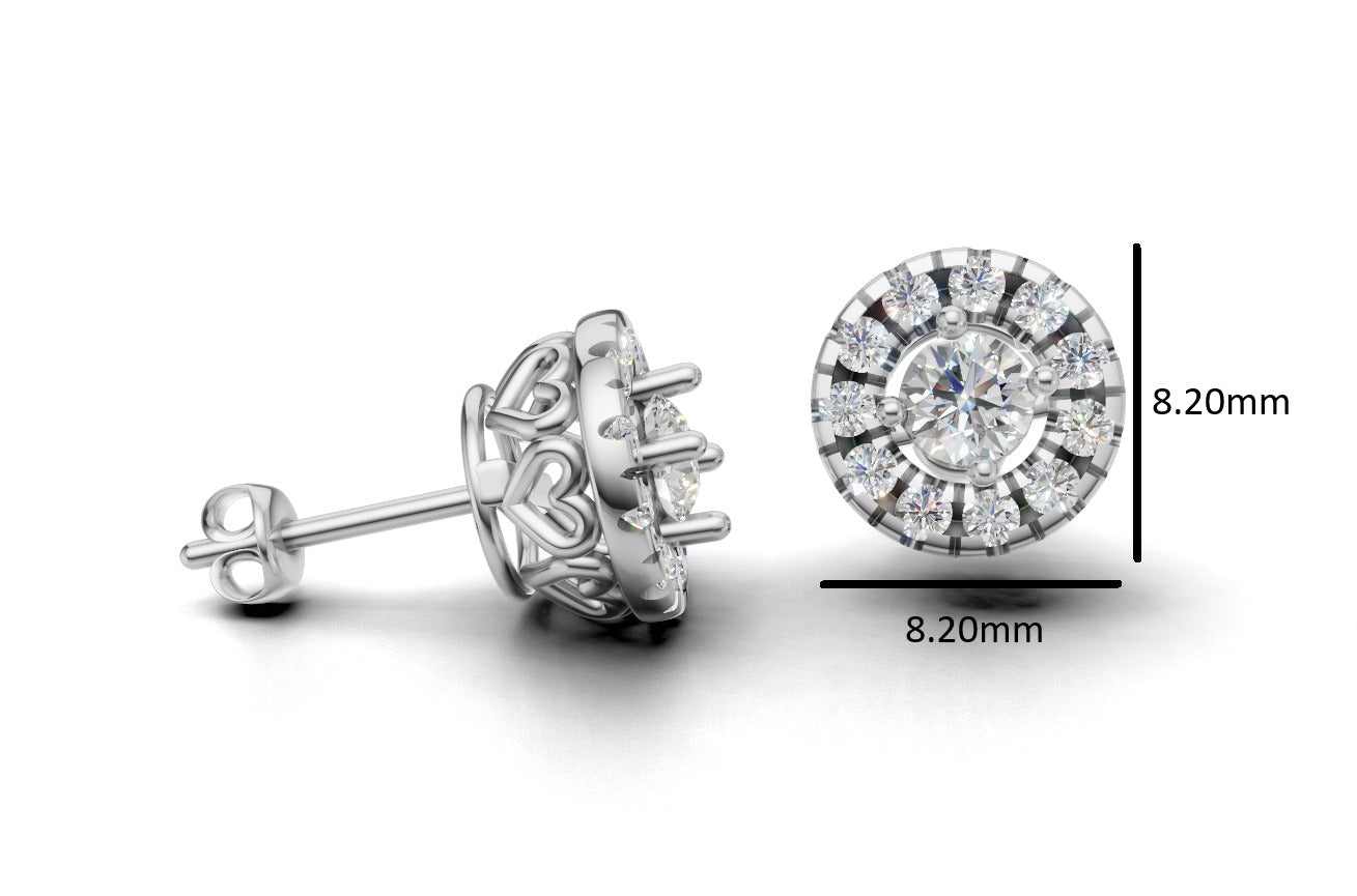 14k Gold Earrings Circle with 24 Diamonds, "STT: 4-Prong", Push Back, Cut Split