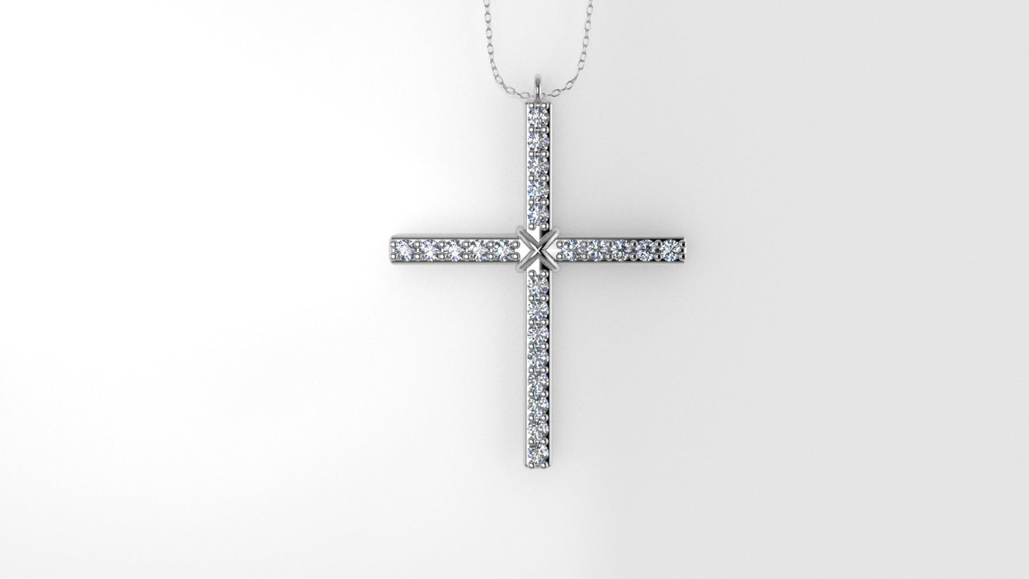 Yellow Gold Pendant with 23 Diamond 1.2mm VS1 each, Cross, Only Pendant