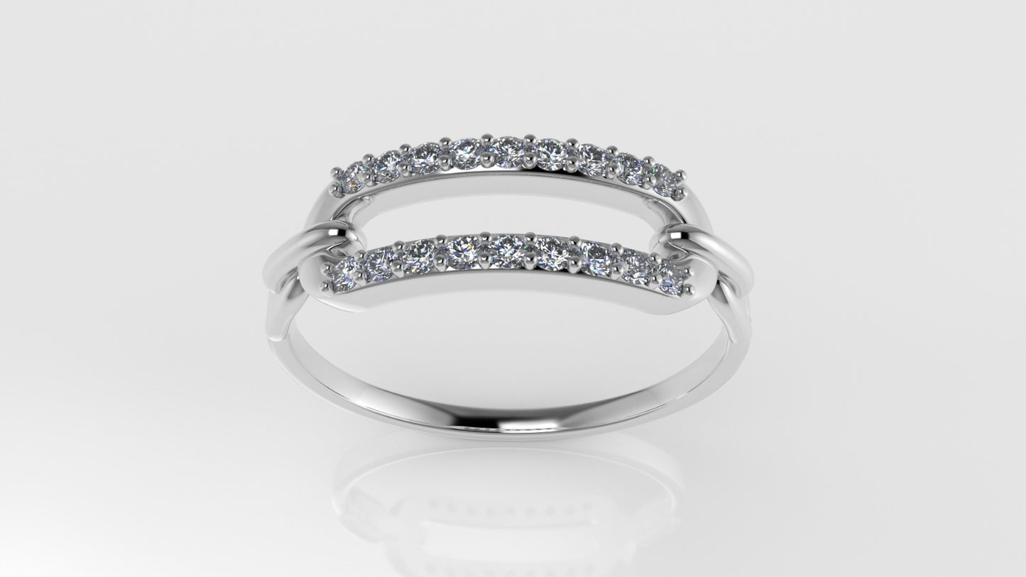 14K Engagement band Ring with 18 MOISSANITE VS1 1.3mm each, shape rectangular