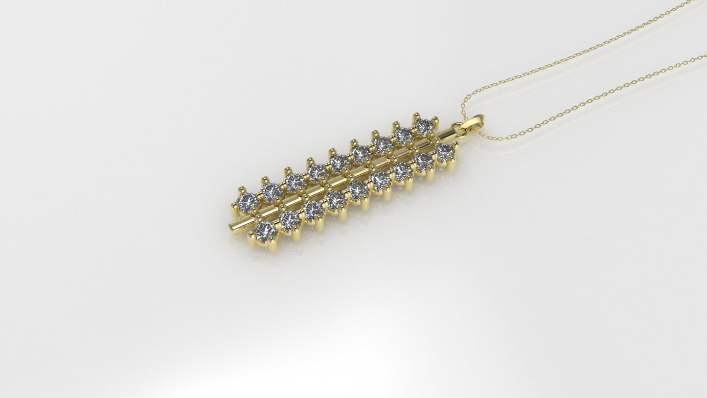 Gold Pendant with 18 Diamond VS1, Only Pendant, "4 Prongs"