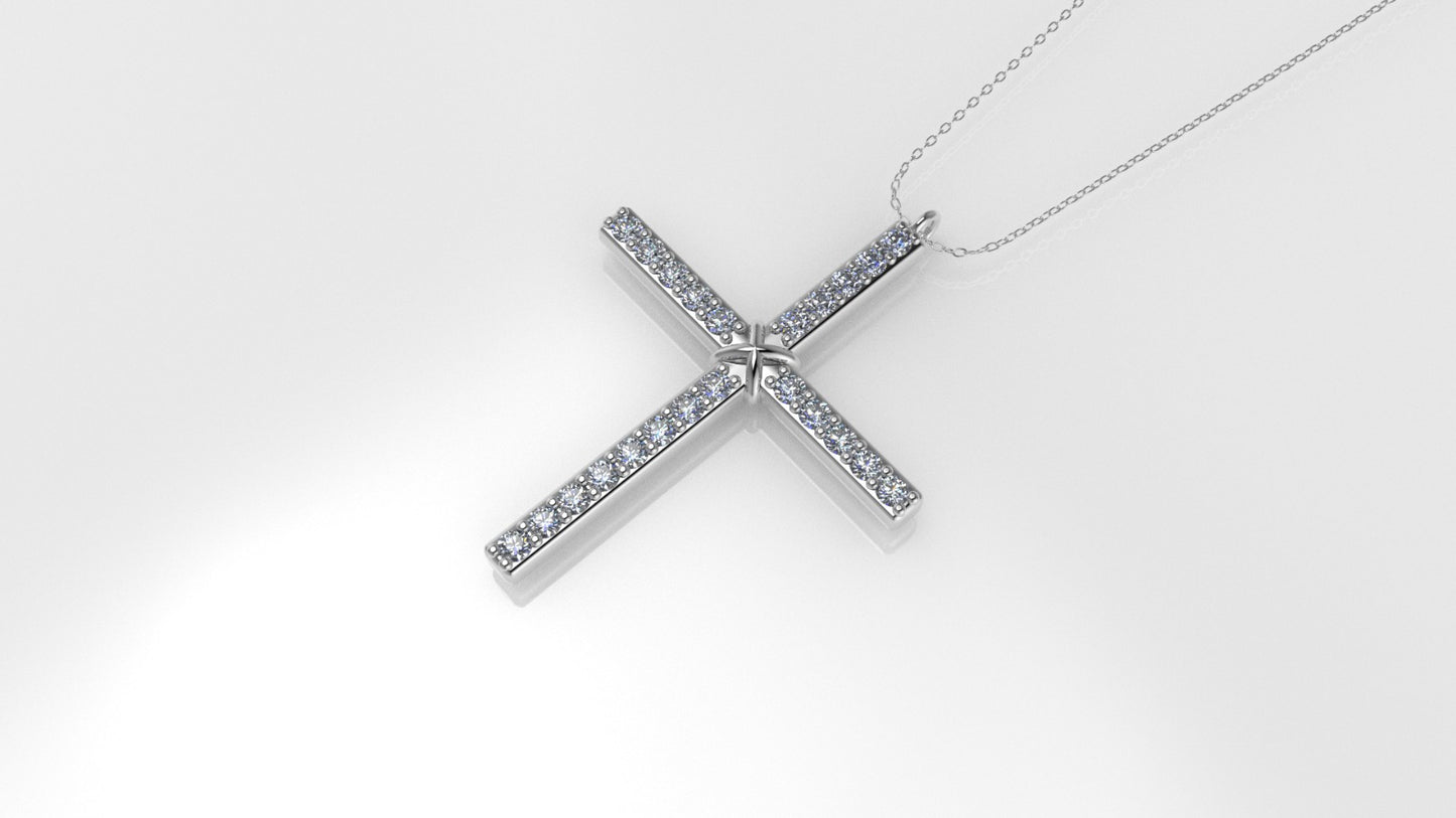 Yellow Gold Pendant with 23 Diamond 1.2mm VS1 each, Cross, Only Pendant