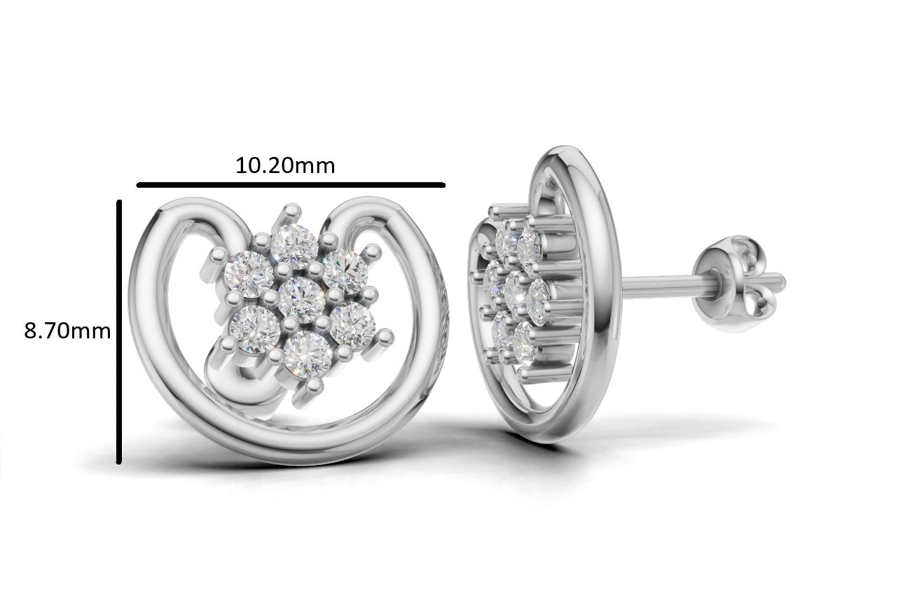 14k Gold Earrings with 14 Diamonds, "STT: Prong", Push Back