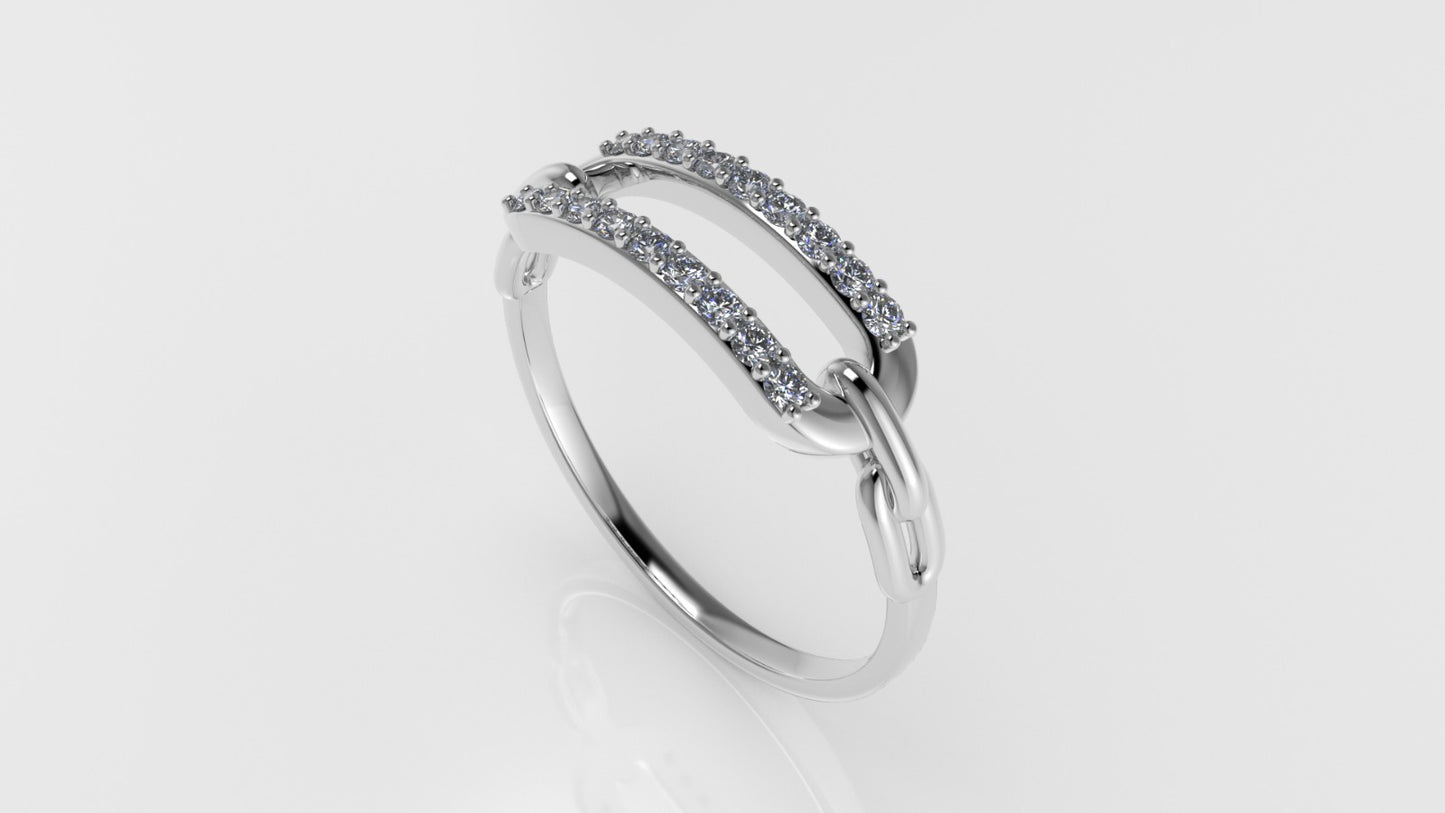 14K Engagement band Ring with 18 MOISSANITE VS1 1.3mm each, shape rectangular