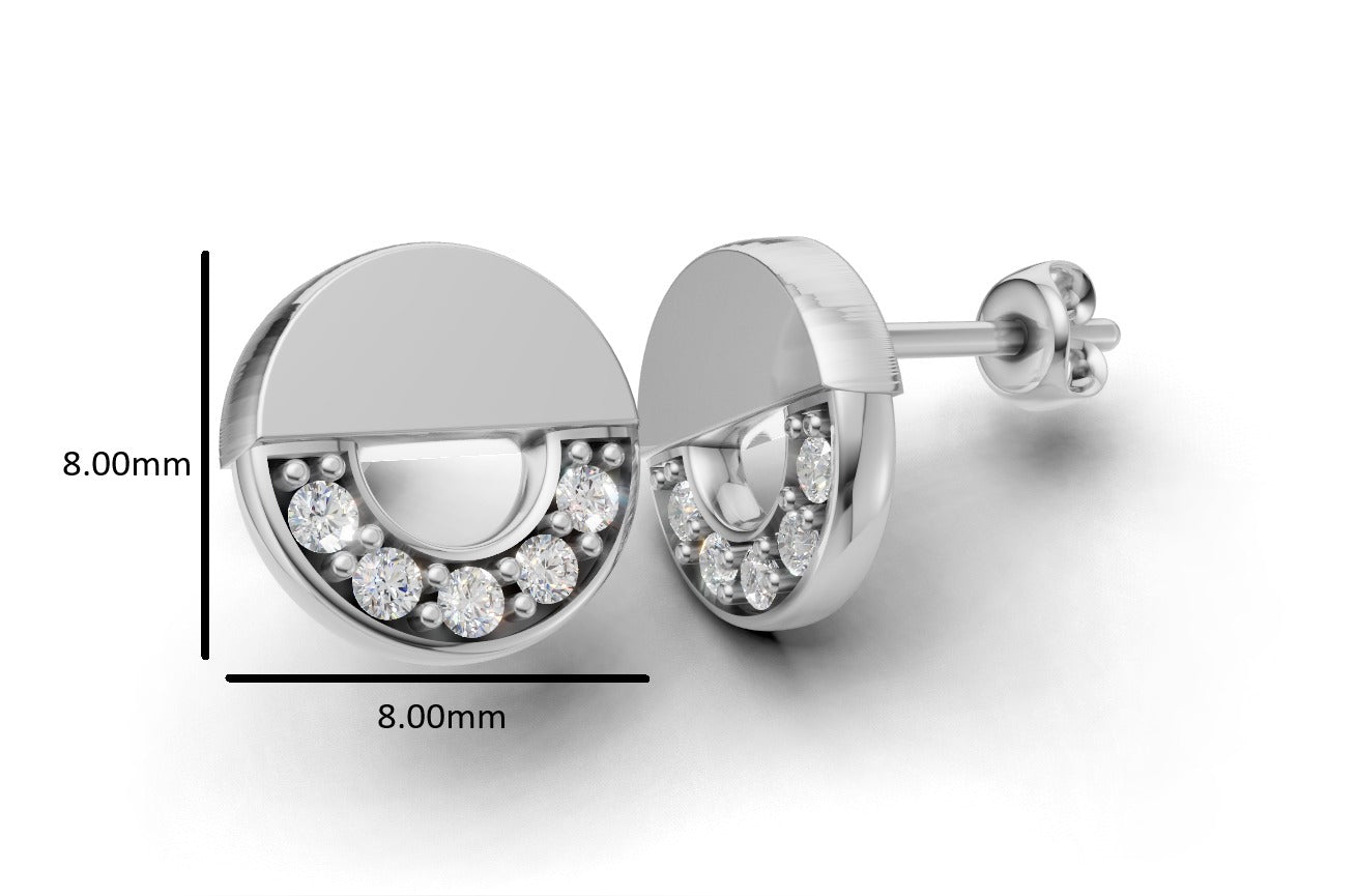 14k Gold Earrings Circle with 10 Diamonds, "STT: Prong", Push Back, Cut Chanel