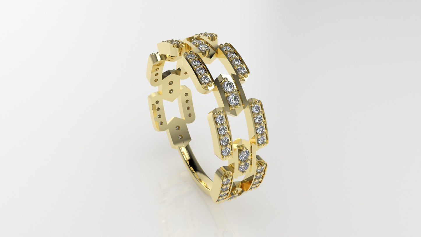 14K Ring with 62 MOISSANITE VS1, "stt prong" "cut chanel"